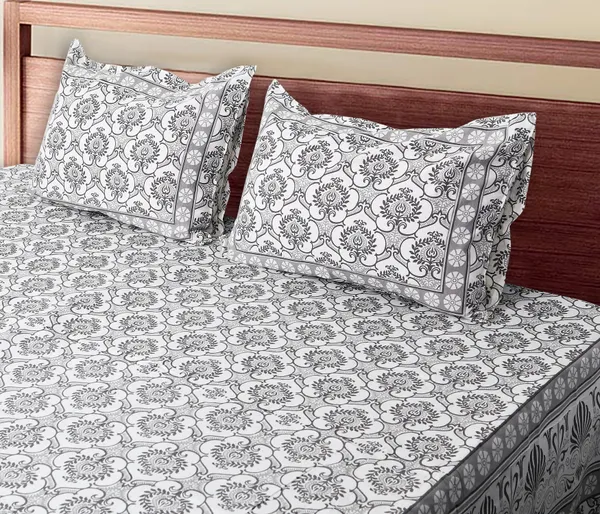 Grey_Cotton_Imperial_Flourish_Double_Bedsheet_With_Pillow_Cover_120X120_Cm